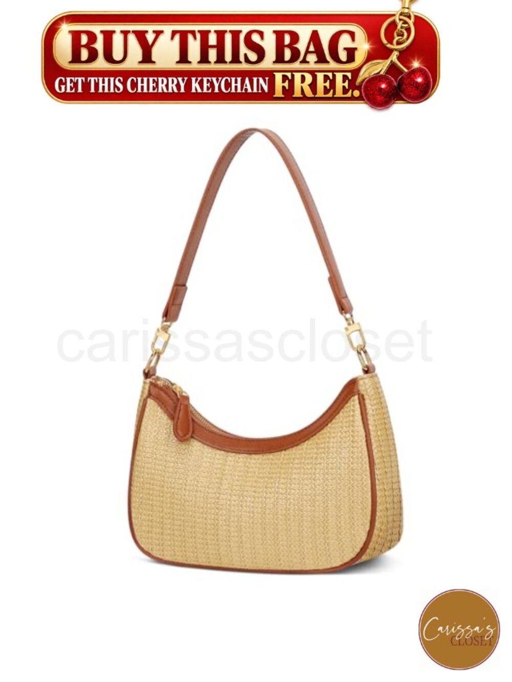 ✨ Woven Straw Hobo Shoulder Bag with Gold Chain Crossbody Beach Purse